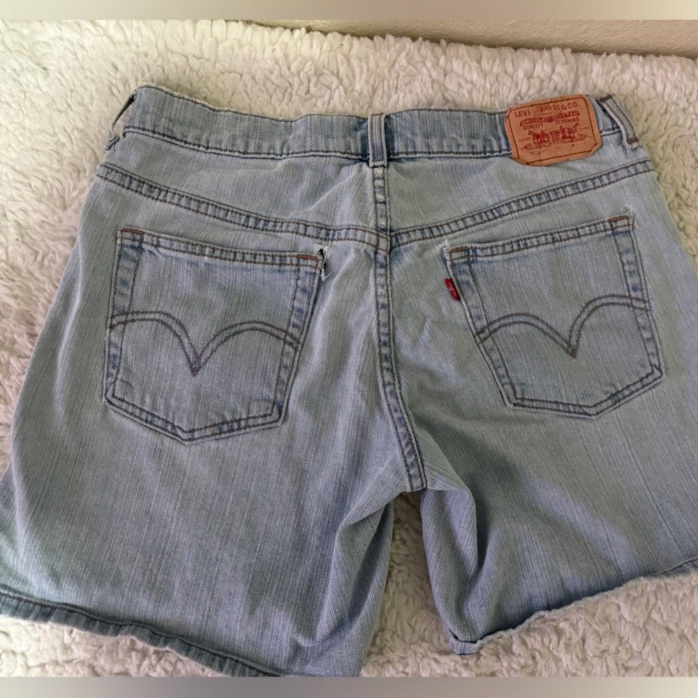 Levis 515 Nouveau Jeans Shorts Sz 6 Light Blue Wash Denim Distressed Y2K